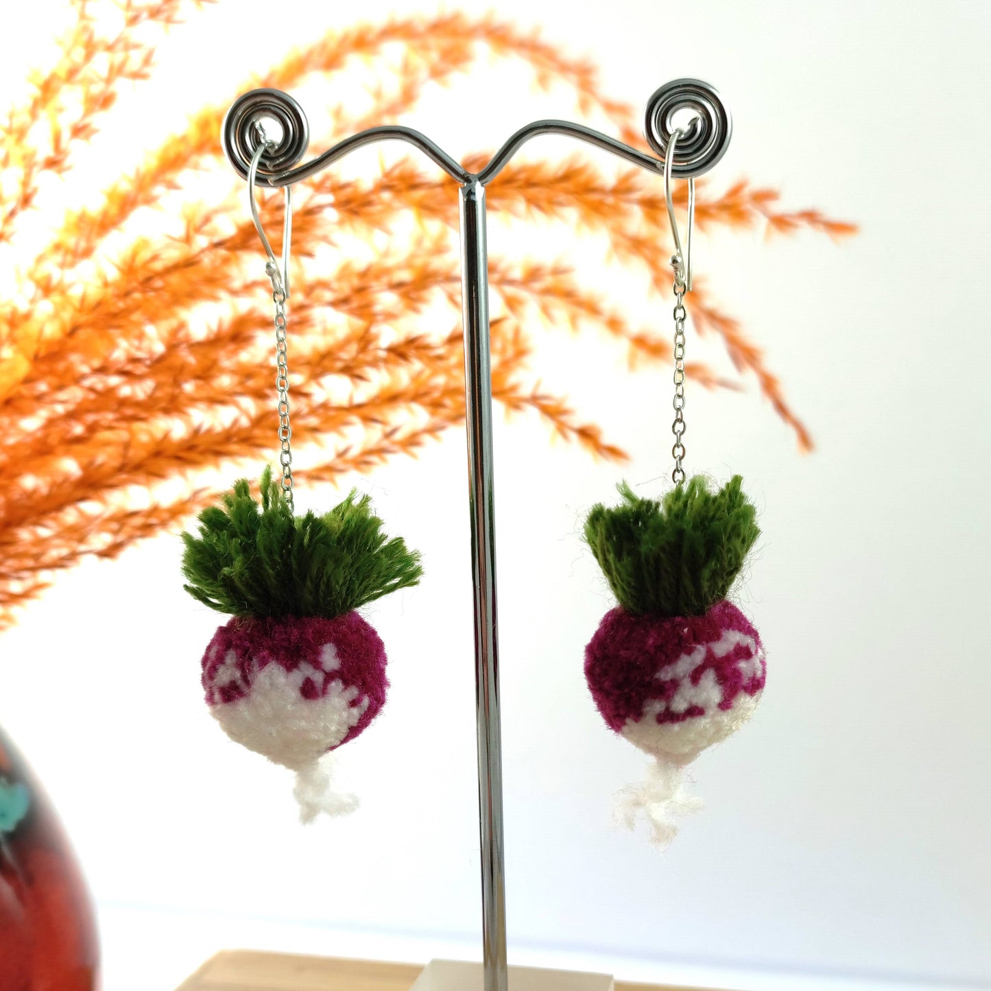 Mini Radish Pom-pom Earrings