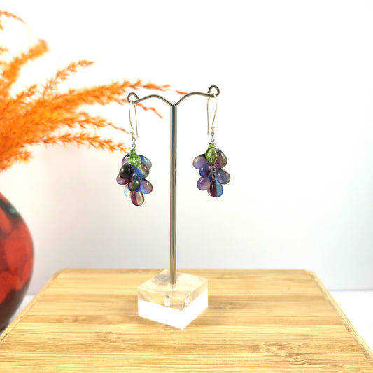 Large Blue Grape Earrings