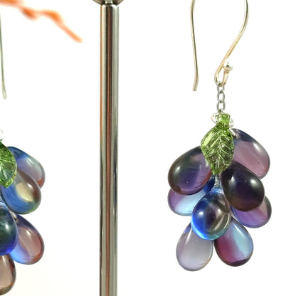 Large Blue Grape Earrings