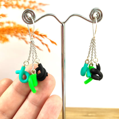 Teal and Green Upcycled Earrings