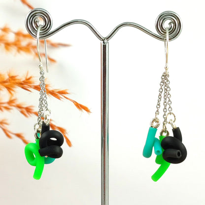 Teal and Green Upcycled Earrings