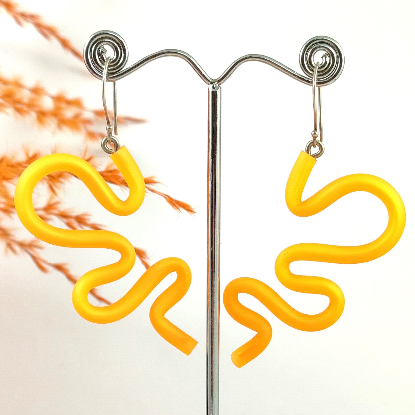 Big Snake Earrings Orange