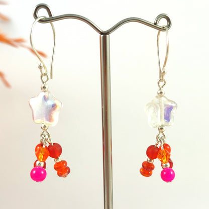 Pink and Orange Shooting Star Earrings