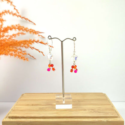 Pink and Orange Shooting Star Earrings