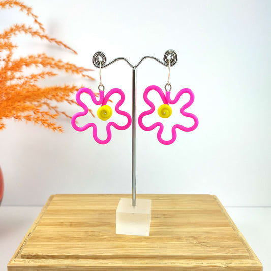 Mini Flower Earrings Hot Pink