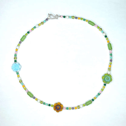 Three Flowers Choker Necklace