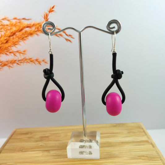 Drop Knot Pink Earrings