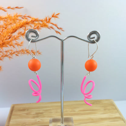 Pink Orange Squiggle Earrings