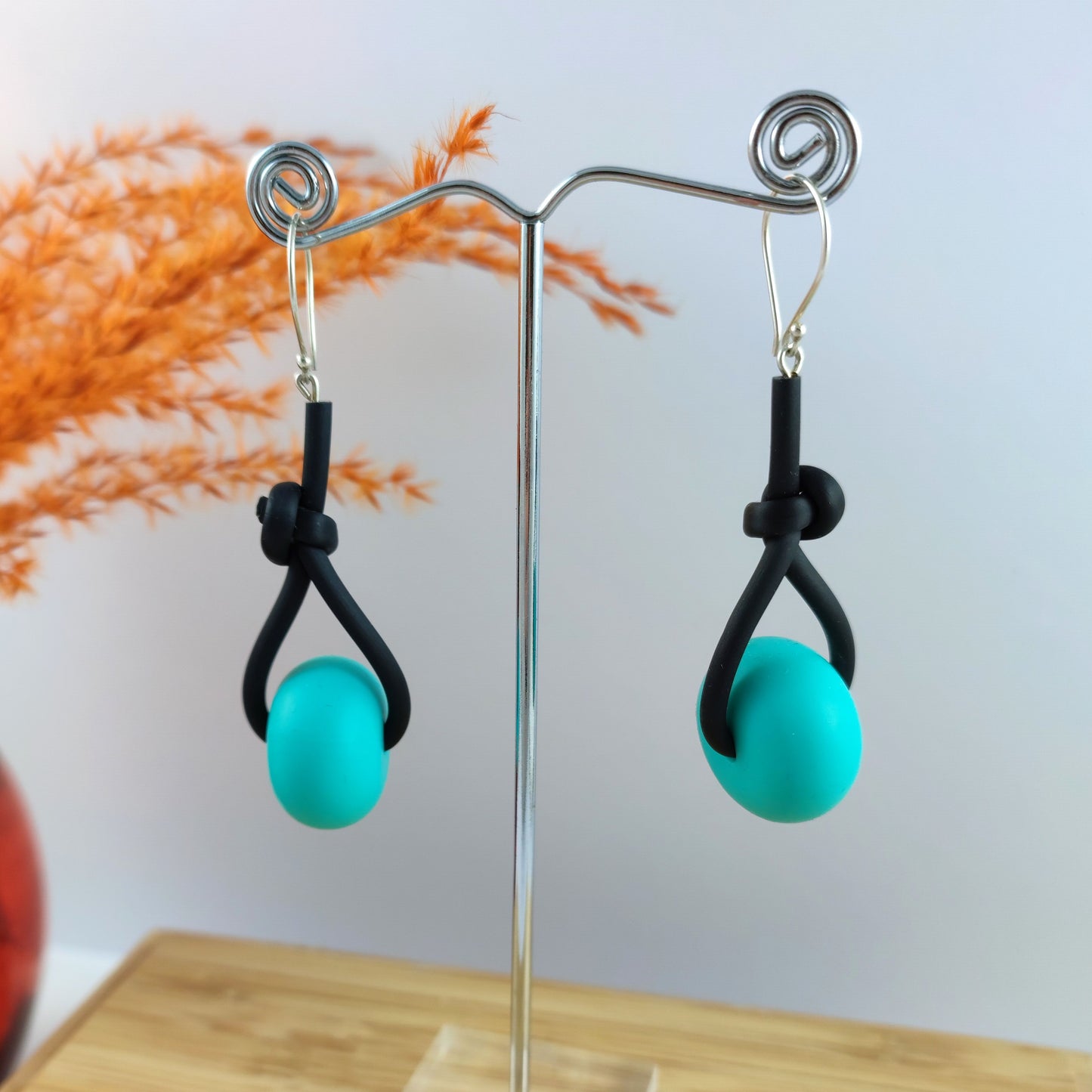 Drop Knot Blue Earrings