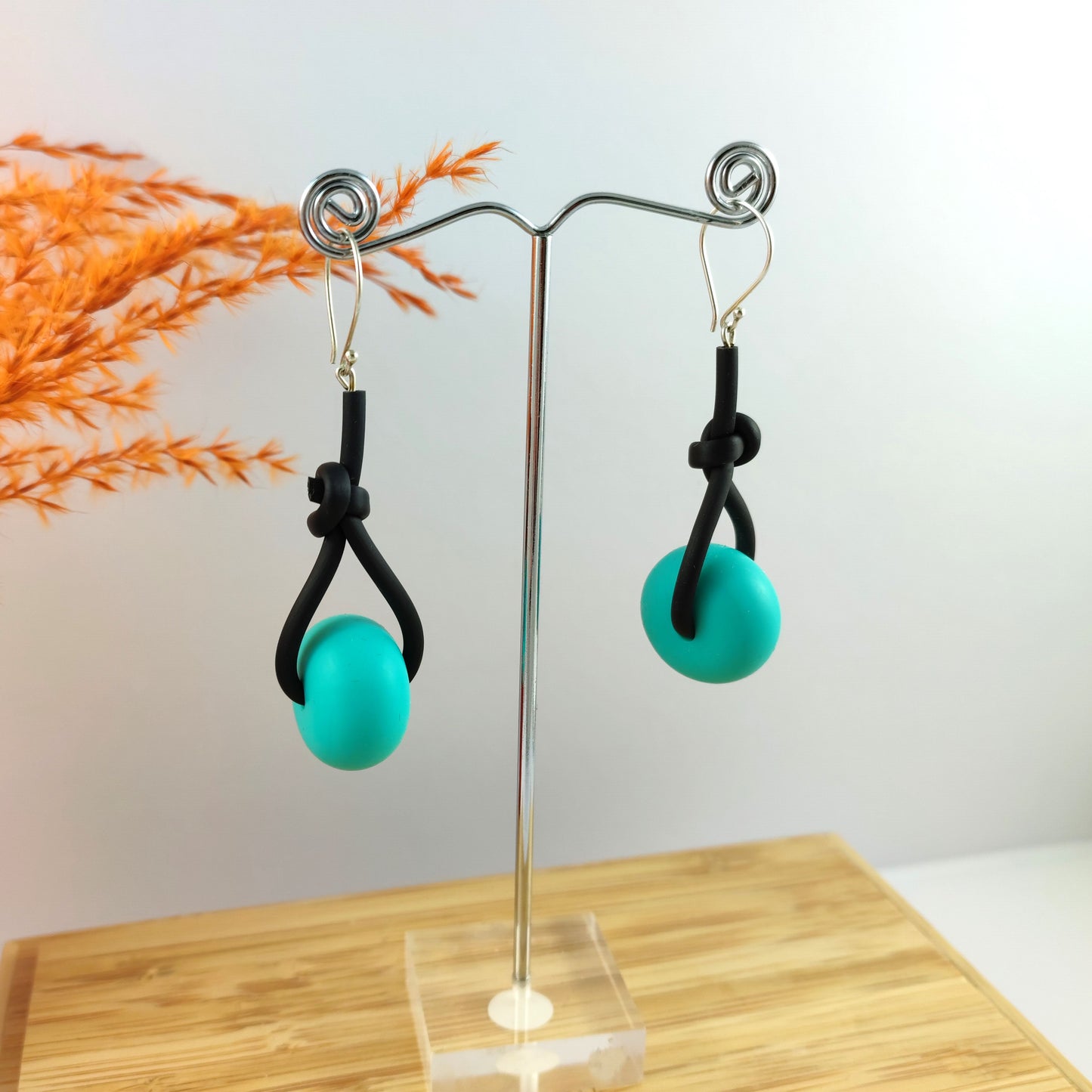 Drop Knot Blue Earrings