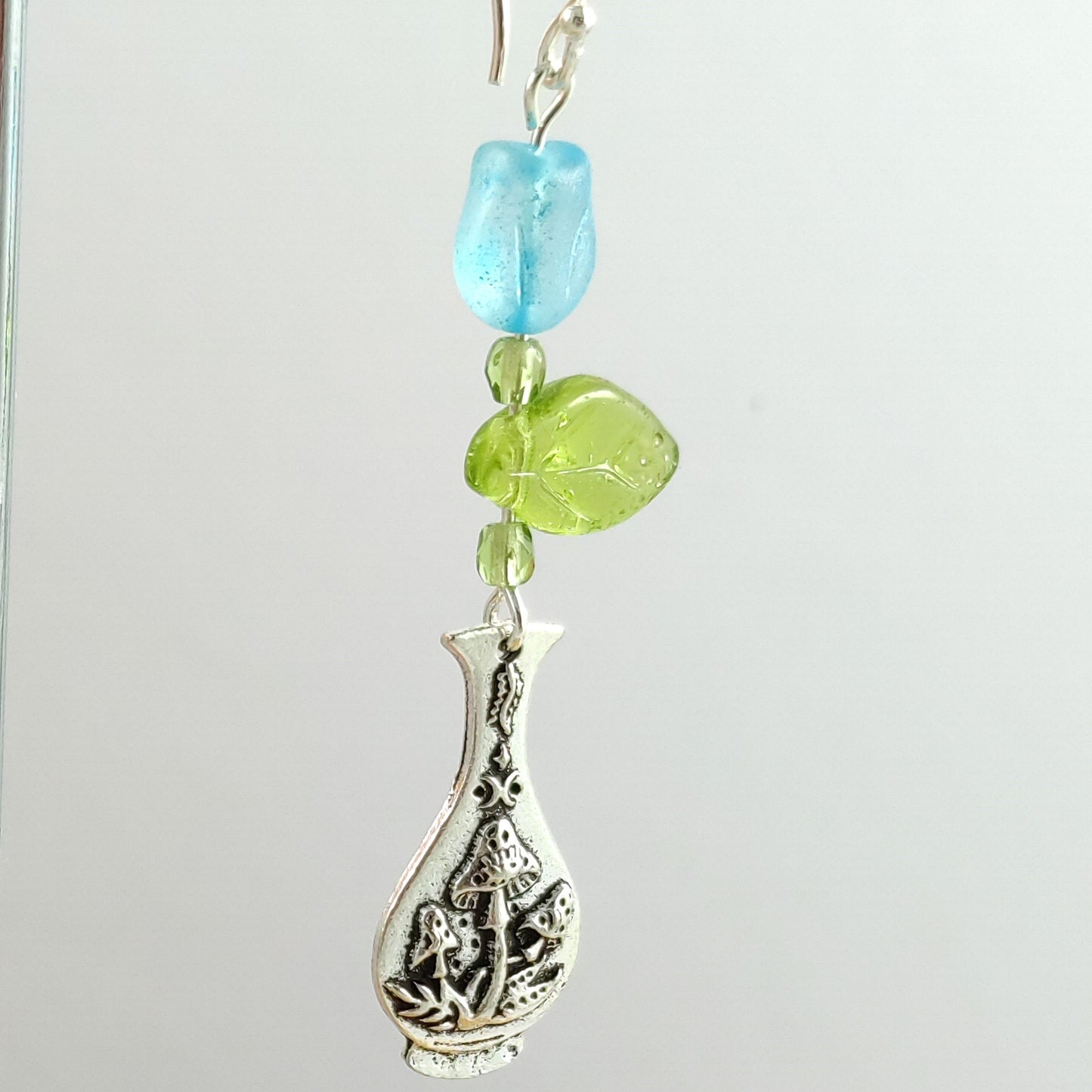 Blue Tulip Vase Earrings