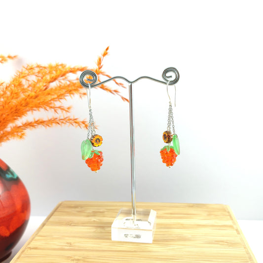 Orange Berry Dangle Earrings