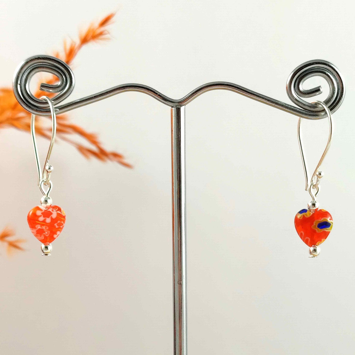 Dainty Orange Heart Earrings Valentines