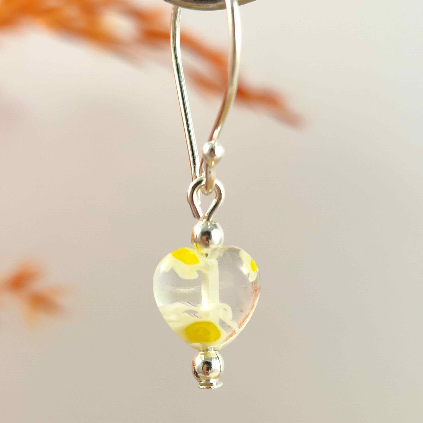 Dainty Sunflower Heart Earrings Valentines