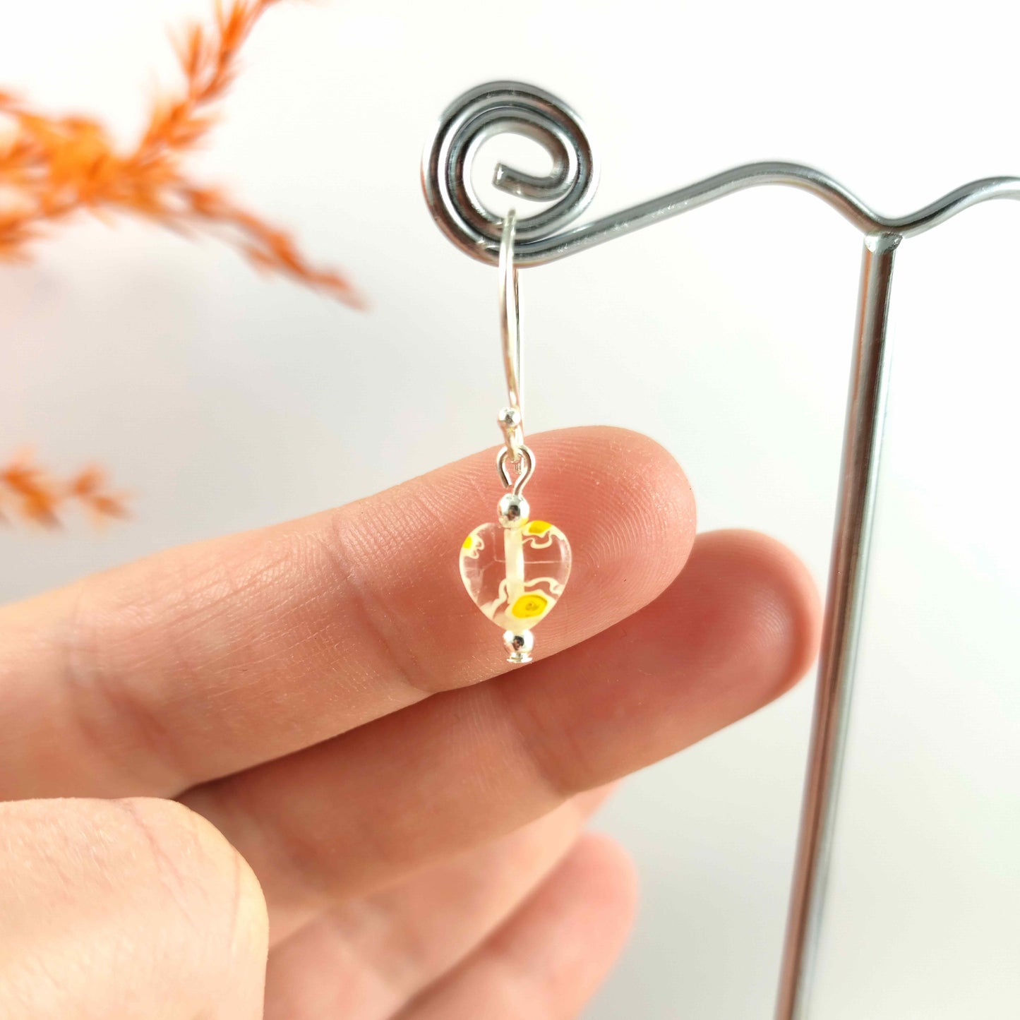 Dainty Sunflower Heart Earrings Valentines