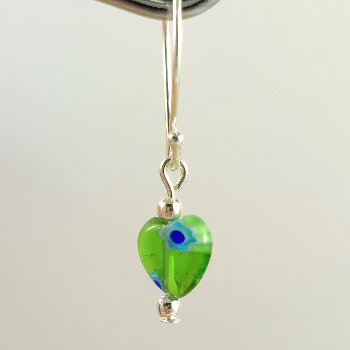 Dainty Green Heart Earrings Valentines