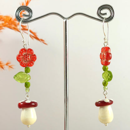 Red Toadstool Mushroom Earrings