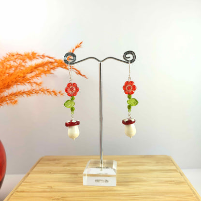 Red Toadstool Mushroom Earrings