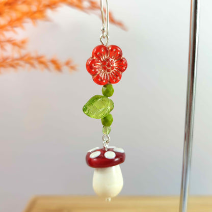 Red Toadstool Mushroom Earrings