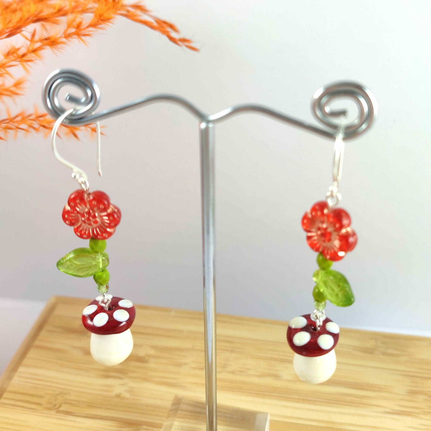 Red Toadstool Mushroom Earrings