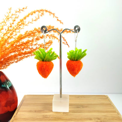 Carrot Pom-pom Earrings