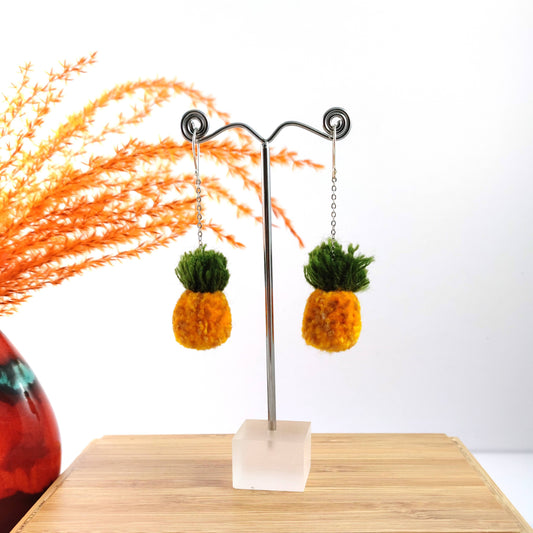 Mini Pineapple Pom-pom Earrings