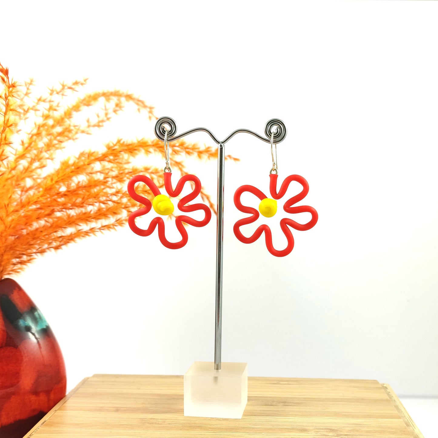 Mini Flower Earrings Red