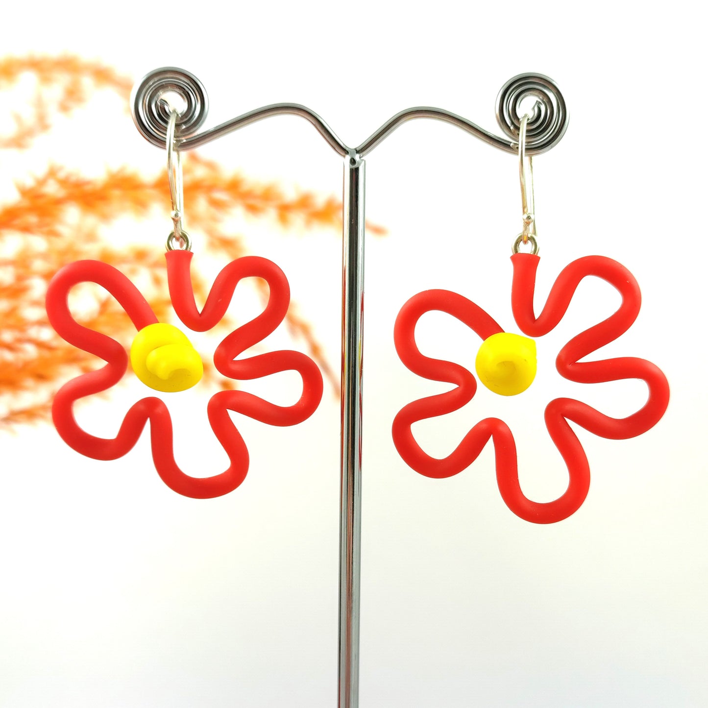 Mini Flower Earrings Red