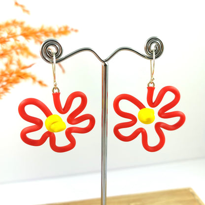 Mini Flower Earrings Red