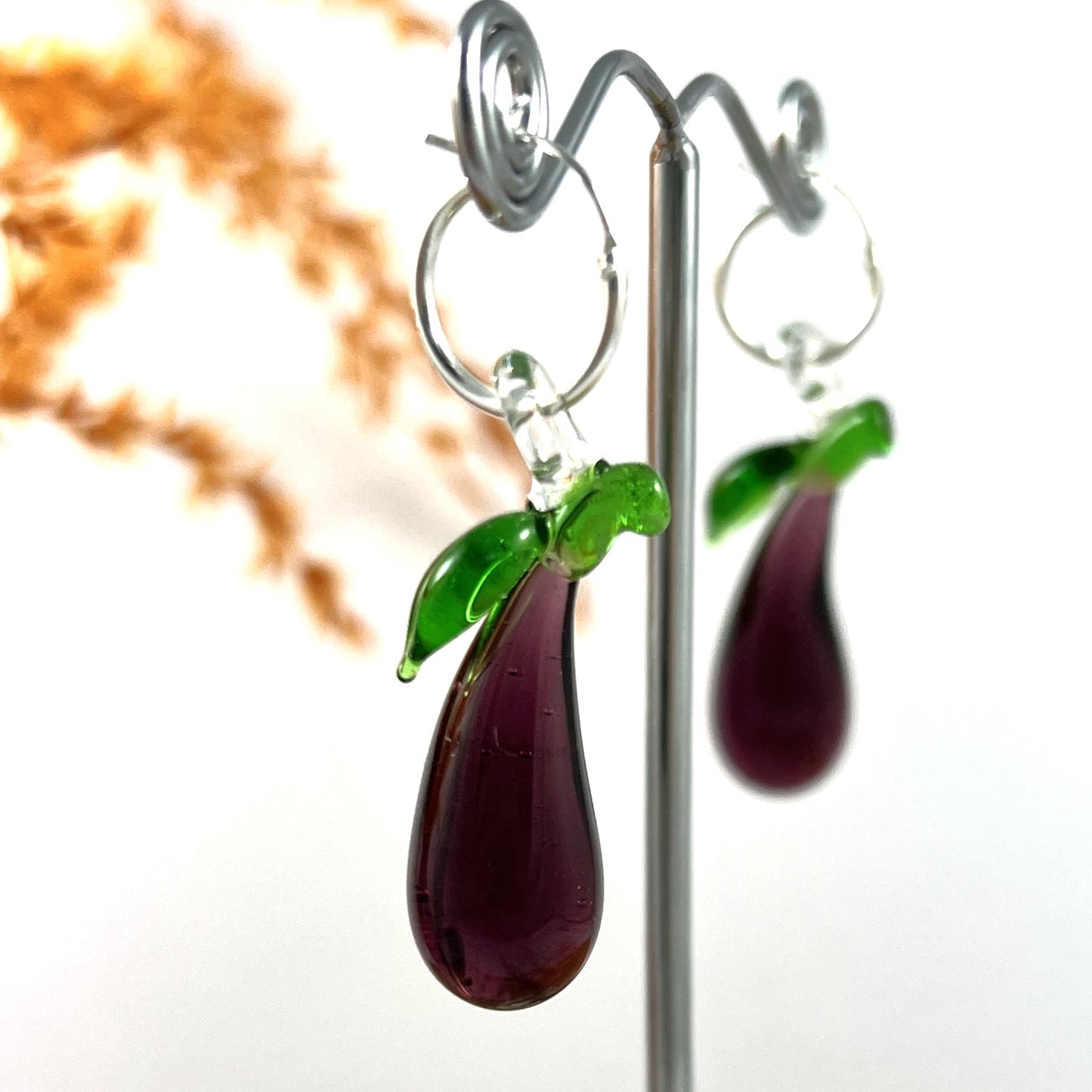 Aubergine Hoop Earrings