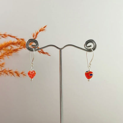 Dainty Orange Heart Earrings Valentines