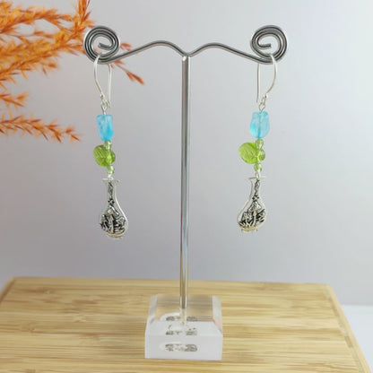 Blue Tulip Vase Earrings