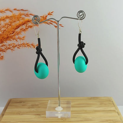 Drop Knot Blue Earrings