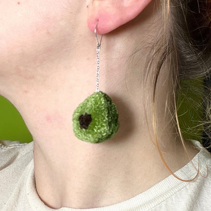 Avocado Pom-pom Earrings