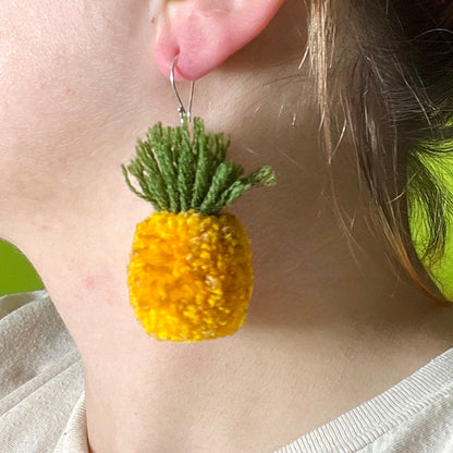 Giant Pineapple Pom-pom Earrings