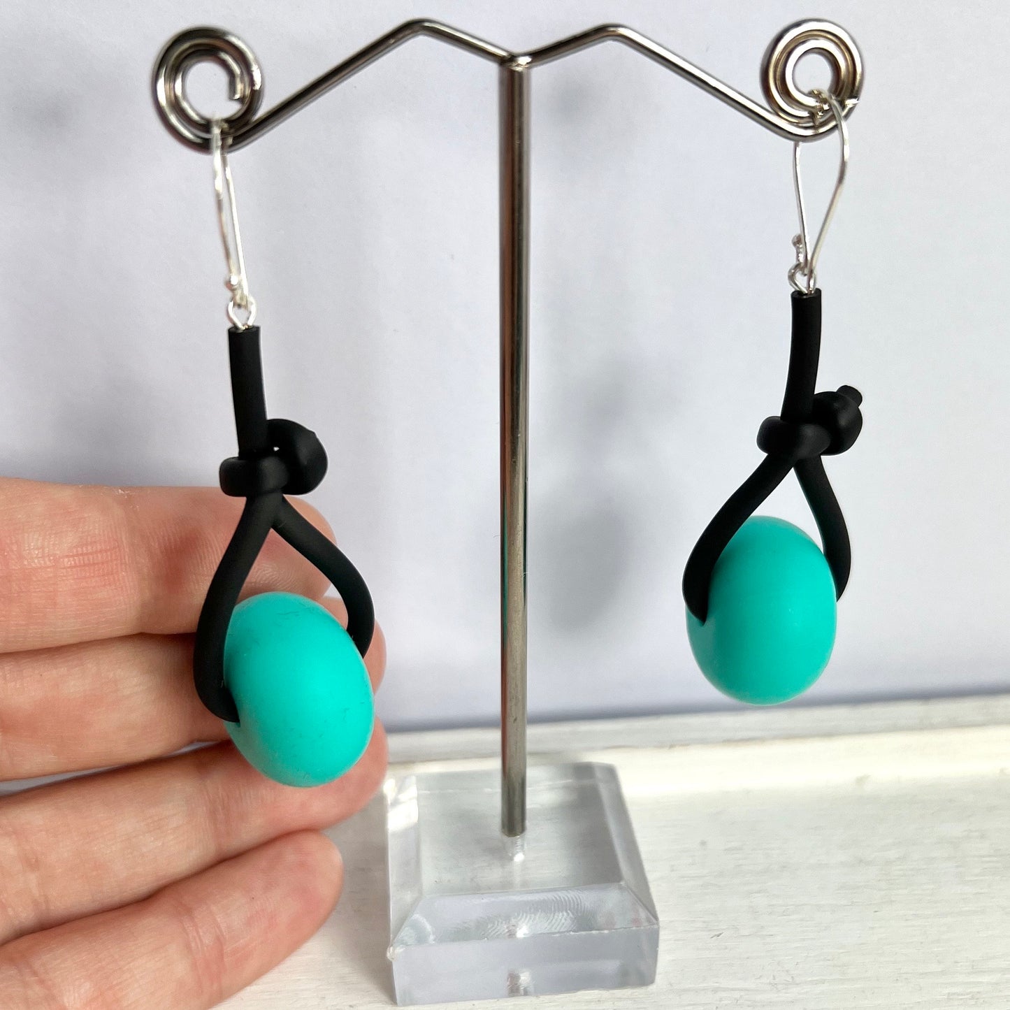 Drop Knot Blue Earrings